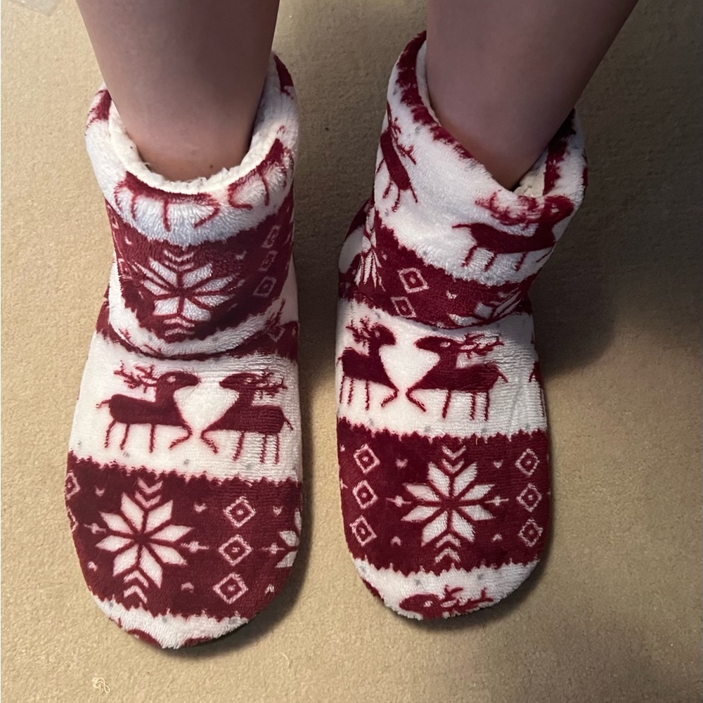 Christmas Elk Floor Shoes Indoor Socks Shoes Warm Plush House Slippers 6/7